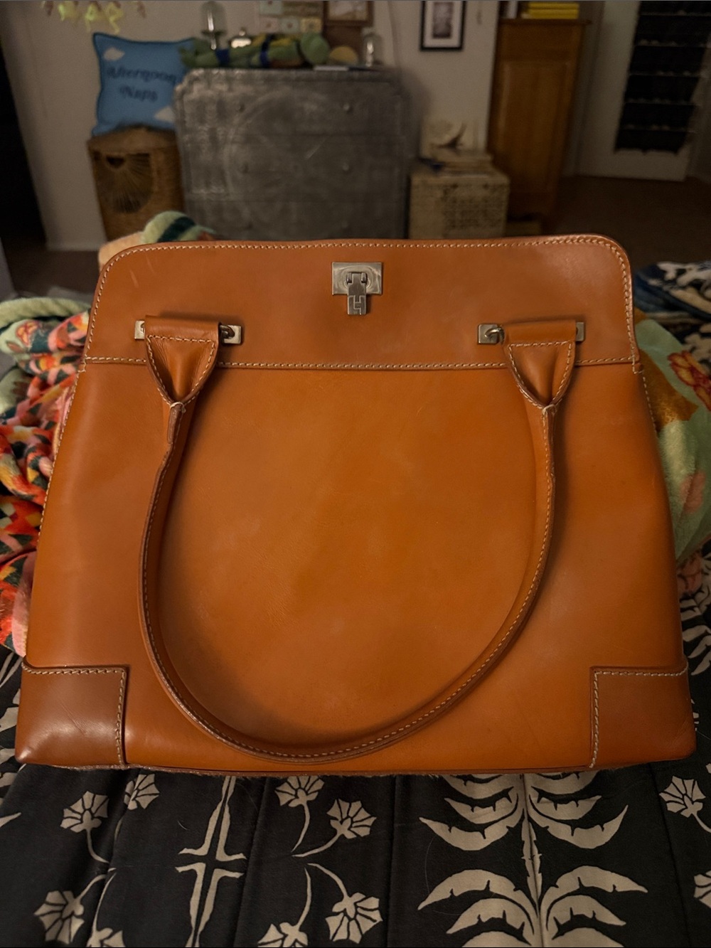 Lambertson Truex Classic Women's Leather Tote Bag in Tan